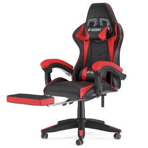 Rattantree Höhenverstellbarer Gaming Stuhl mit Fußstütze und Lendenkissen Ergonomisch Rot