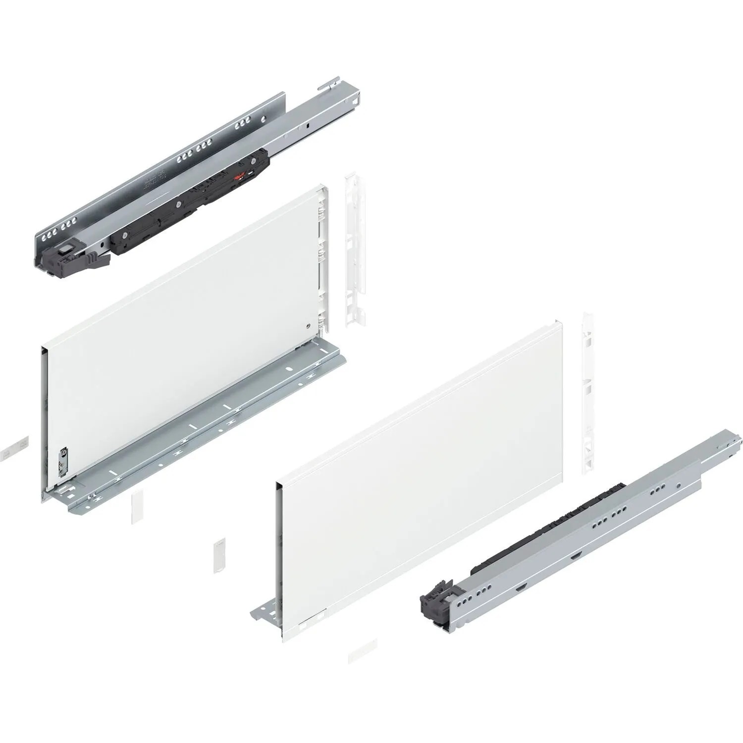Blum Legrabox Pure Set Höhe F Tip-On Vollauszug 500 mm 70 kg Seidenweiß 1 Paar