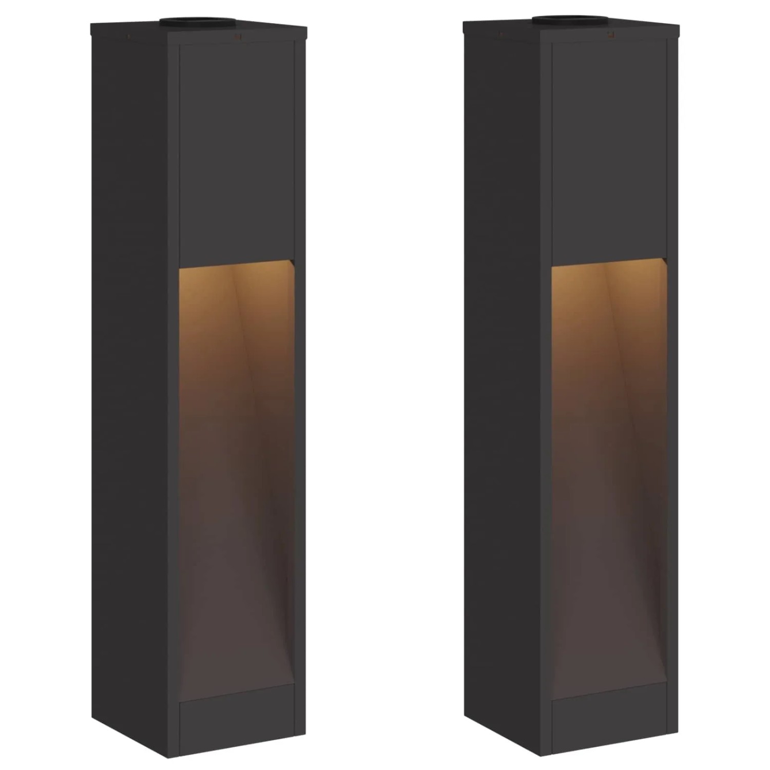 vidaXL Solar LED Wegeleuchte 2 Stk Schwarz Kalt Gewalzter Stahl 879716