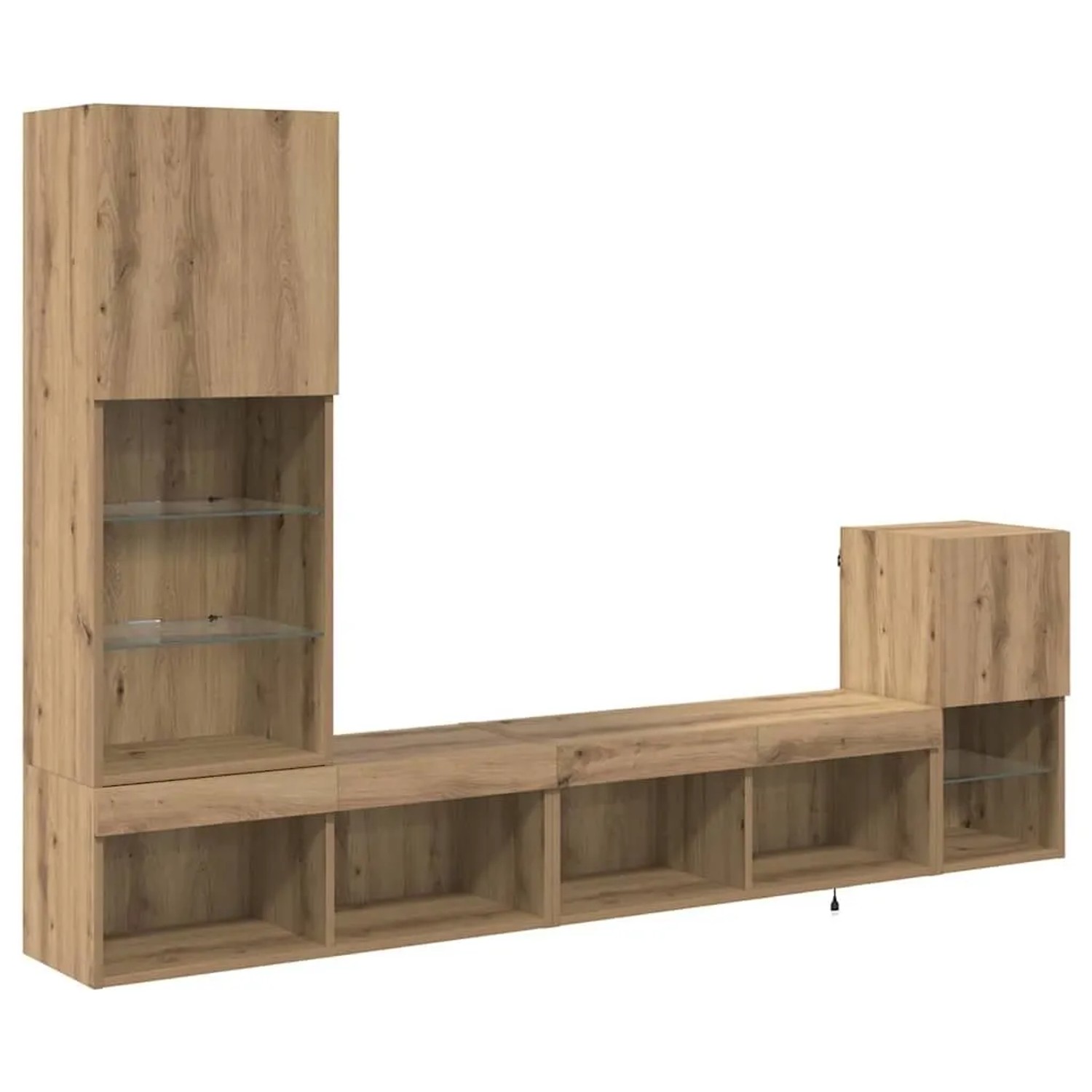 vidaXL TV-Wandgeräte mit LED-Lichtleisten Artisan-Eiche Holzwerkstoff 3402948