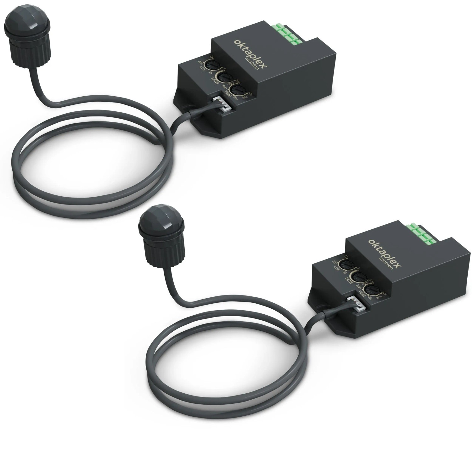 Oktaplex Jana Einbau Bewegungsmelder 2er Set3 60 Grad PIR-Sensor 50cm Kabel IP65/20 Schwarz 230V