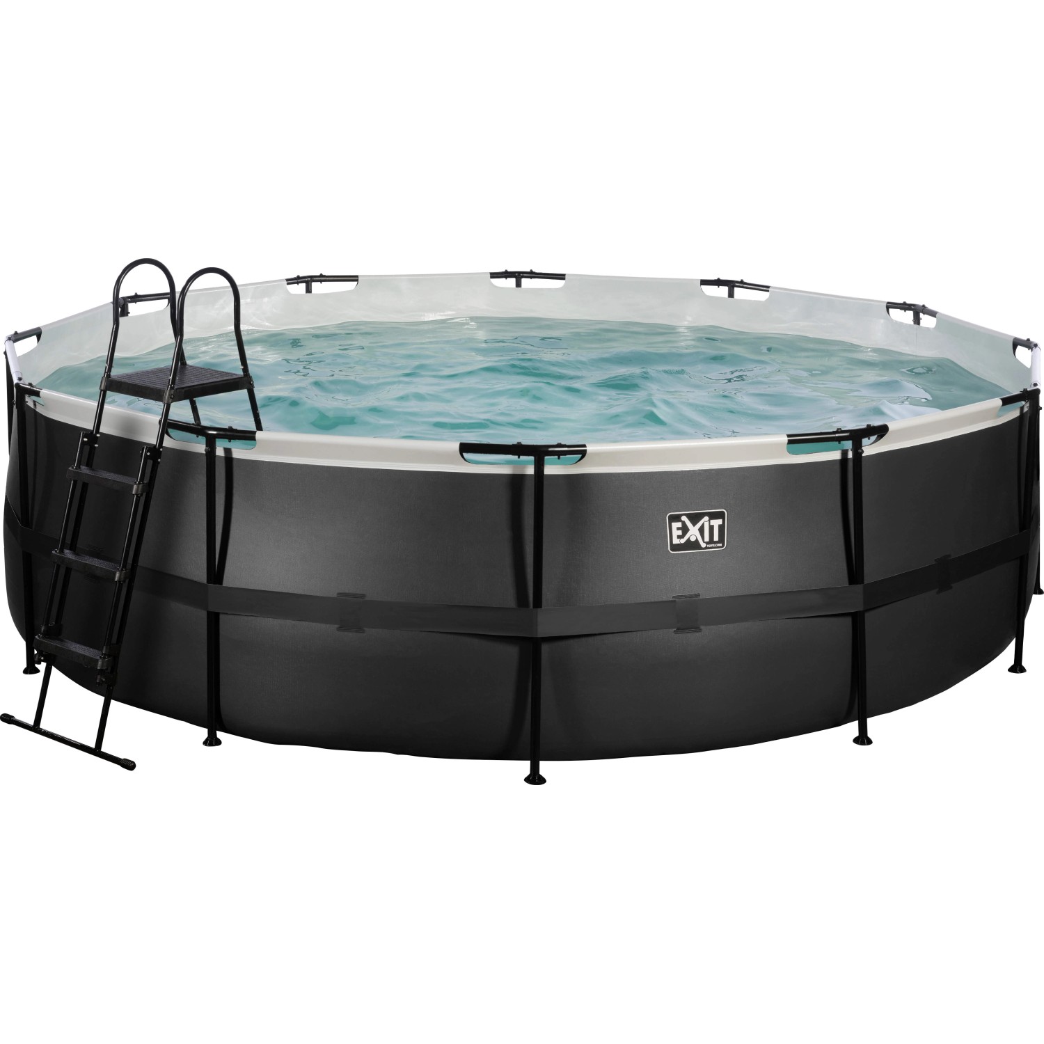 Exit Black Leather Pool Schwarz ø 488 x 122 cm m. Sandfilterpumpe günstig online kaufen