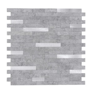 Dalsys selbstklebende Fliesen in Stein-Marmoroptik, hellgrau und silber, für Wandverkleidung.