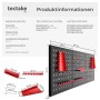 Tectake Werkzeuglochwand, dreiteilig mit 25 Haken und Halterungen, Stahl, schwarz/rot.