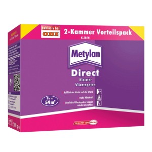Metylan Direct Rollkleister, 500g, 2-Kammer-Pack für Vliestapeten. Hohe Klebkraft, trocken wieder ablösbar.