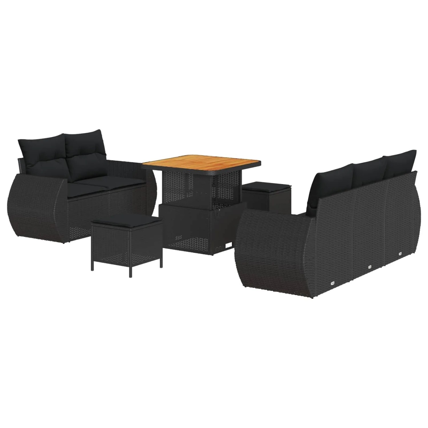 vidaXL Gartensofa-set mit Kissen 8-Tlg Schwarz Poly-Rattan 3363764 günstig online kaufen