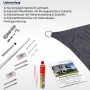 Toldoro Sonnensegel Komplettset Anthrazit mit Zubehör, Mast, Halterung und Montageanleitung.
