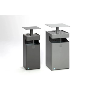 PROREGAL Kombiascher Mit Schutzdach Und Sieb 72 Liter HxBxT 92 x 45 x 45 cm Verzinkter Stahl Silber