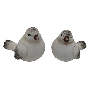 Boltze Deko-Figur Vogel, 2-fach sortiert, weiß-braun, aus Terrakotta.