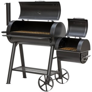 El Fuego Holzkohlegrill/Smoker Buffalo, ca. 155cm breit, mit Räucherkammer und Ablage.