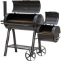 El Fuego Holzkohlegrill/Smoker Buffalo, ca. 155cm breit, mit Räucherkammer und Ablage.