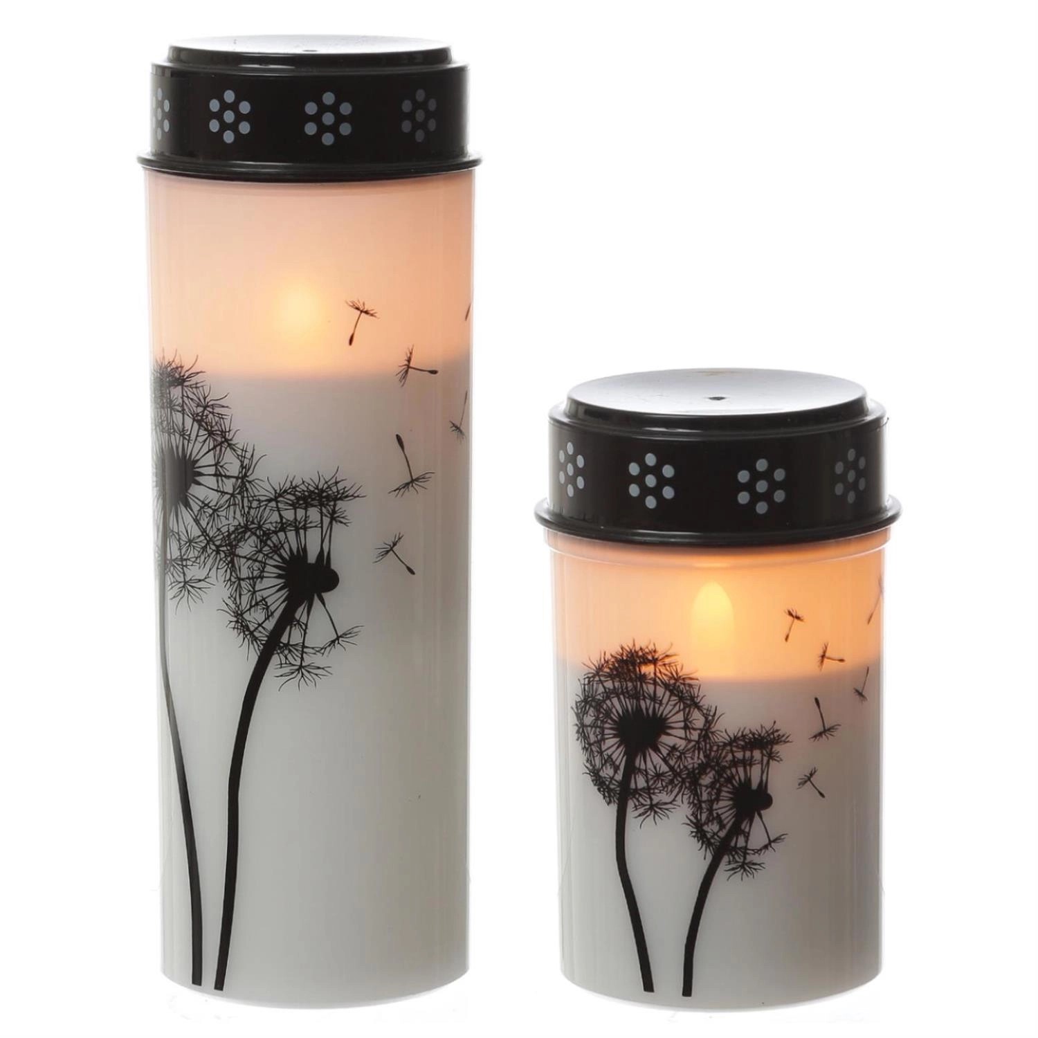 Marelida LED Grablichter Grabkerzen Pusteblume Friedhof Trauer Gedenklicht Timer 2er Set