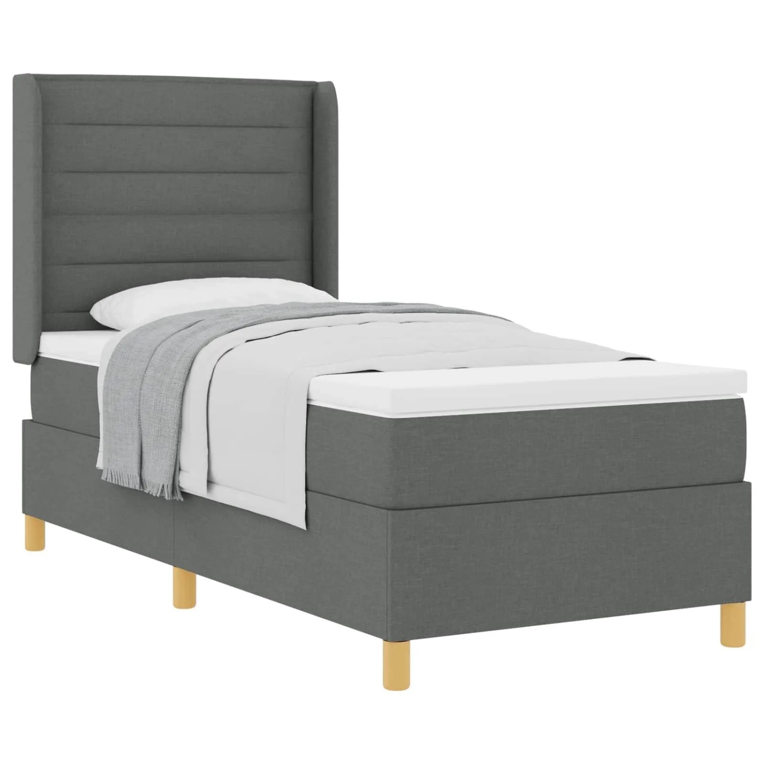 vidaXL Boxspringbett mit Matratze Dunkelgrau 90 x 200 cm Stoff 3341750 günstig online kaufen
