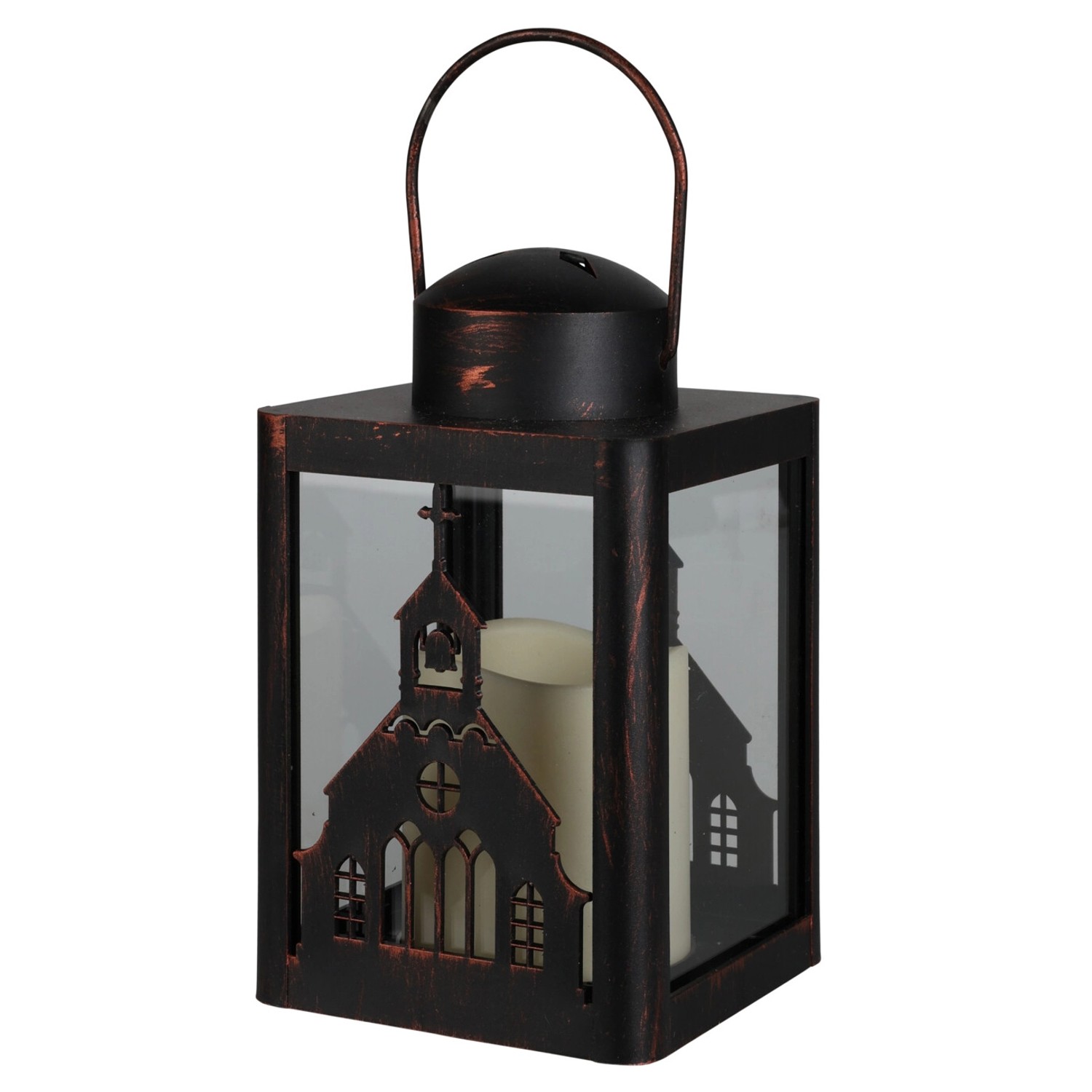 Deko-Laterne mit LED-Kerze 3-fach Sortiert 10 cm x 10 cm x 16 cm Schwarz