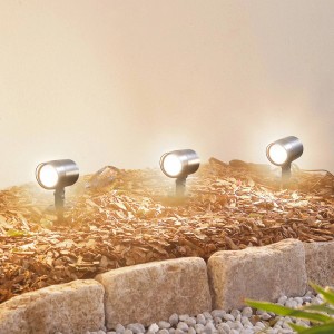 Lindby 3er Set LED Smart Home Wegbeleuchtung Garten Nycta 10020192 Dimmbar Modern in Schwarz 3-flammig