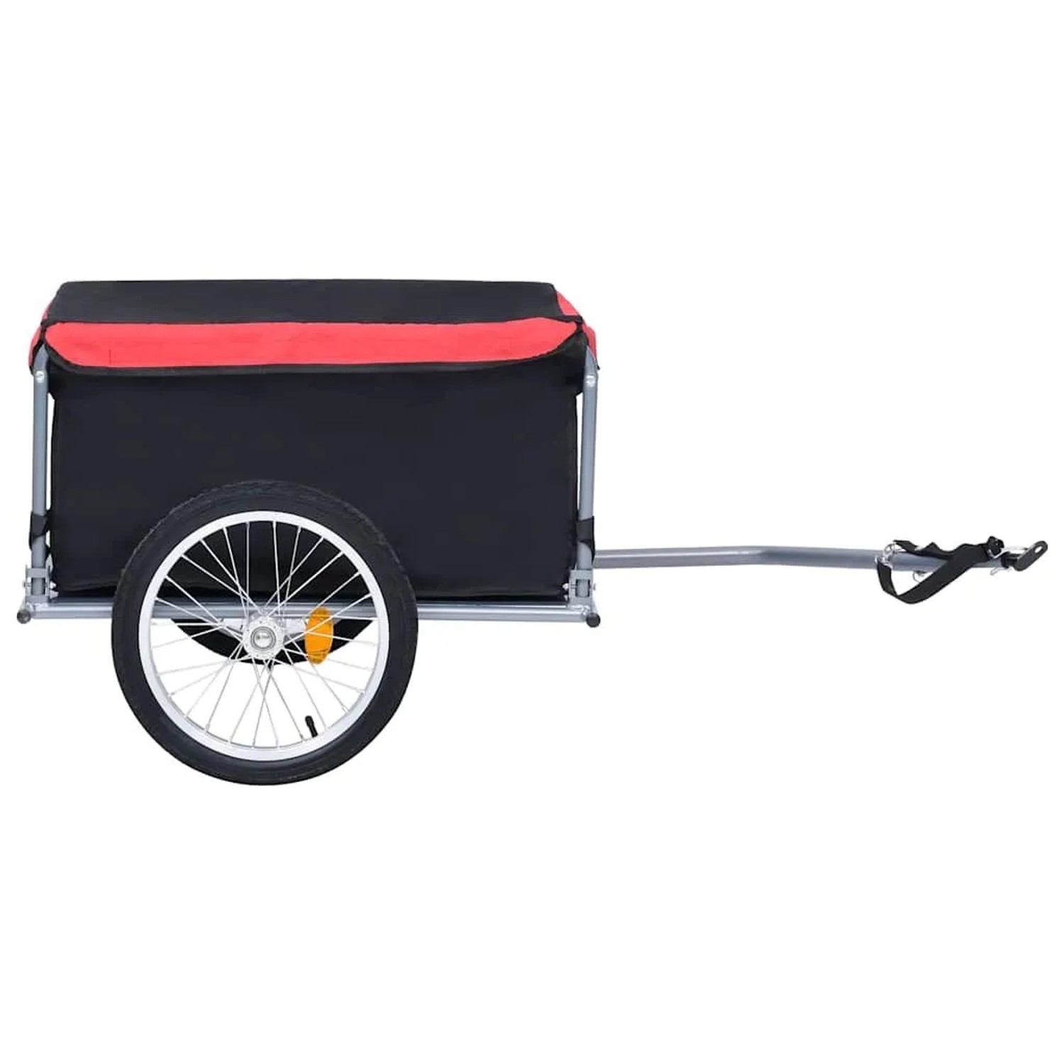 DELUKE Fahrrad Lastenanhänger, schwarz-rot, bis 65kg, klappbar. Ideal für Transporte.