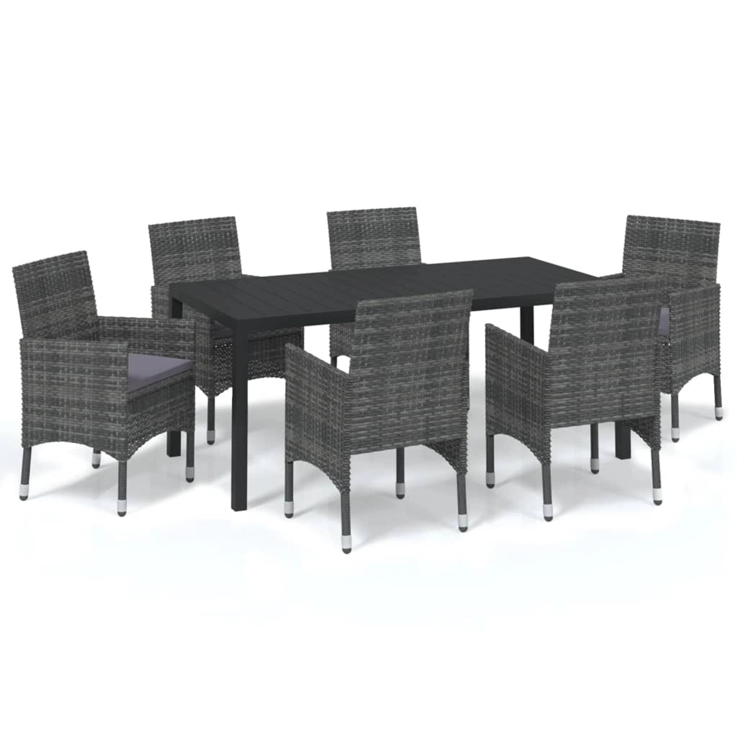 vidaXL 7-tlg Garten-Essgruppe mit Kissen Poly Rattan Grau Modell 17 günstig online kaufen