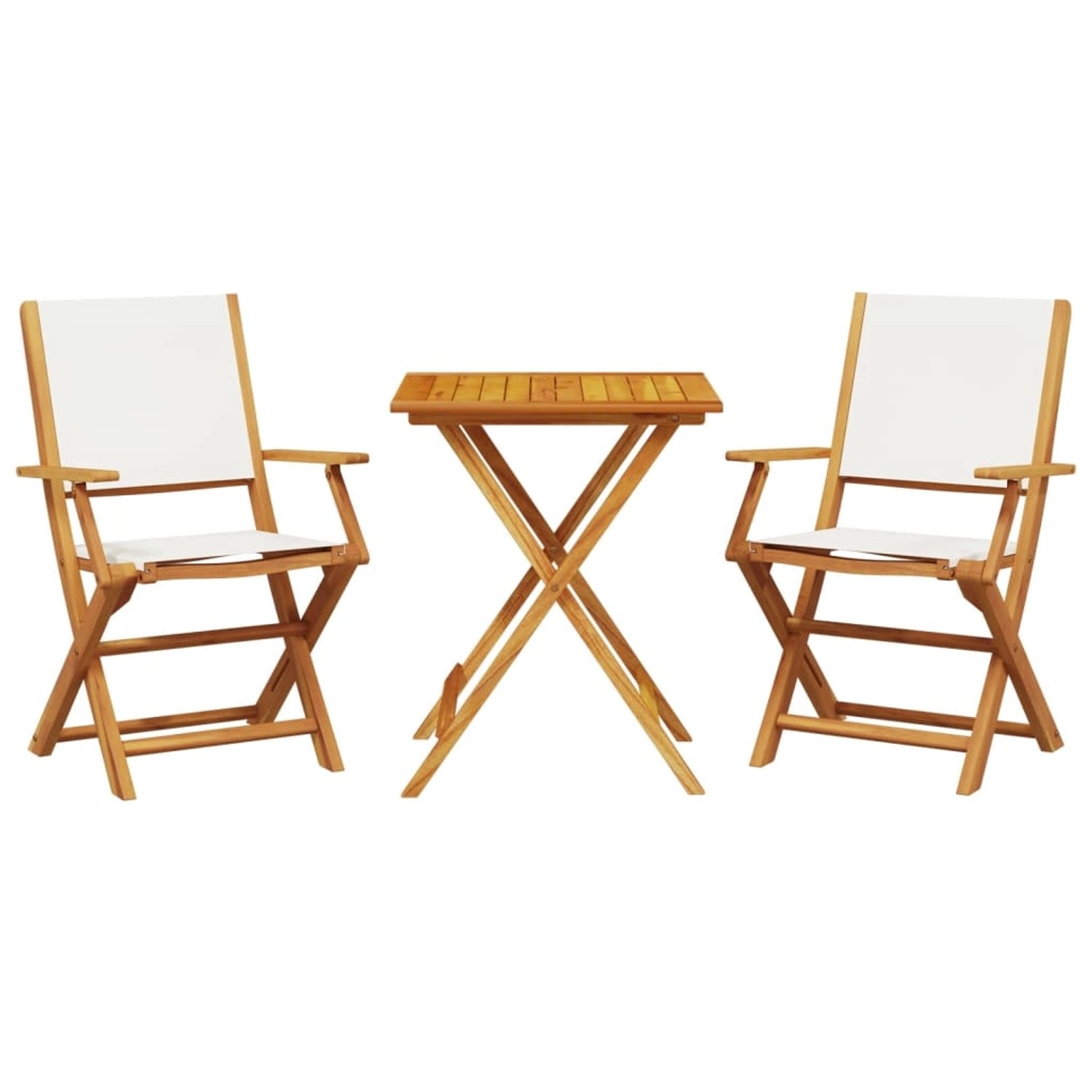 vidaXL 3-tlg Bistro-Set CremeWeiß Stoff und Massivholz Modell 1