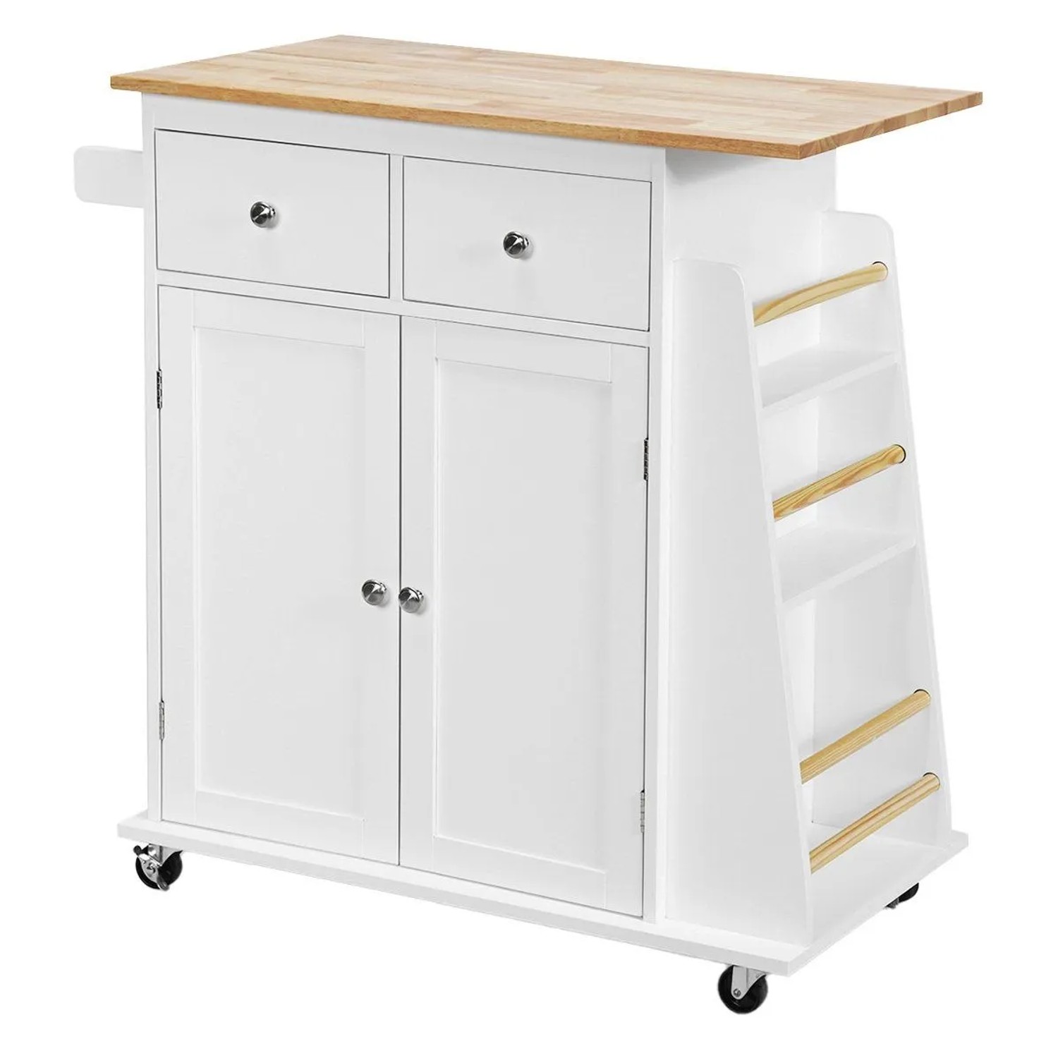 Costway Küchenwagen mit Arbeitsplatte mit Verstellbarem Regal Weiß günstig online kaufen