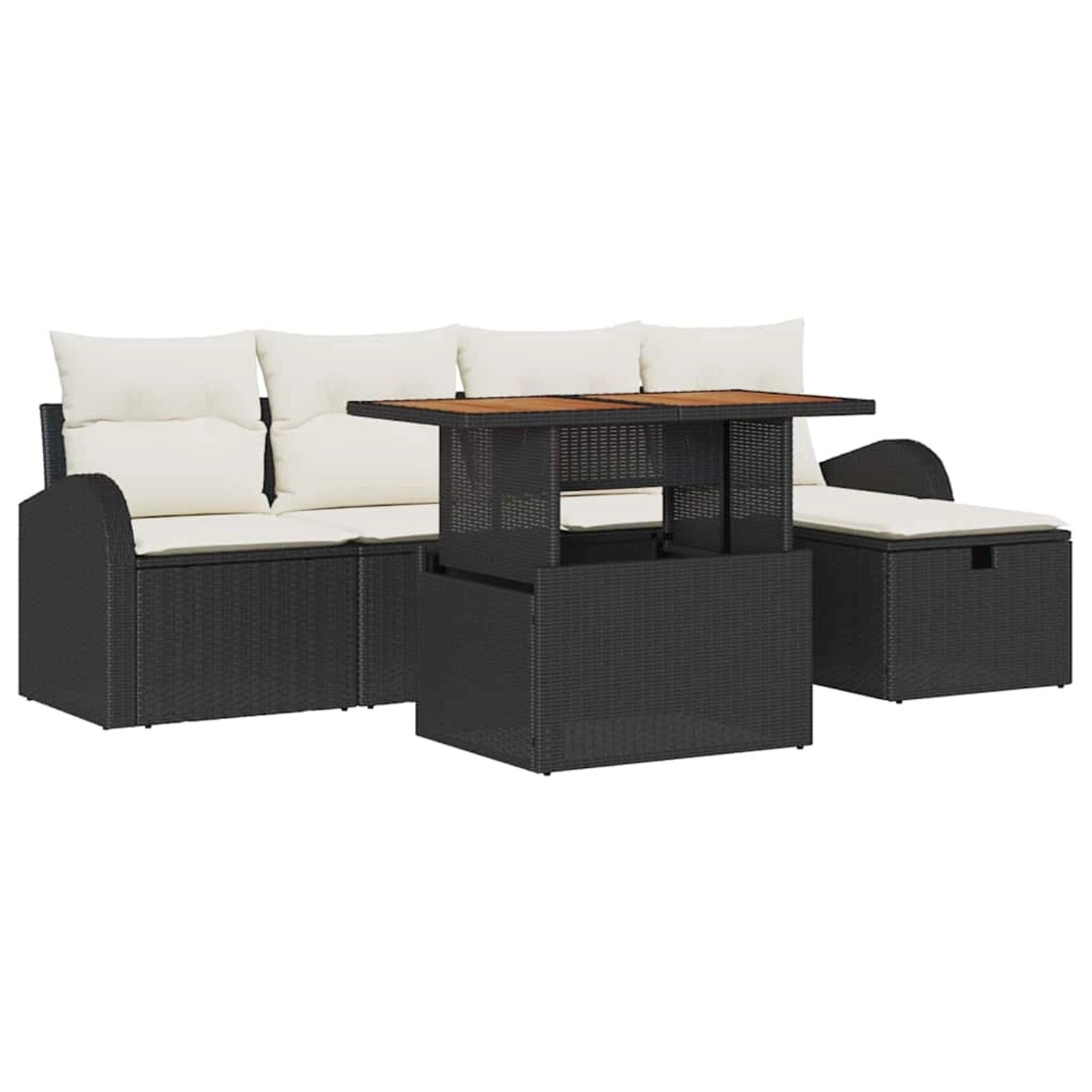 vidaXL 6-Teiliges Gartensofa-Set mit Kissen Schwarzes Poly Rattan 3361292 günstig online kaufen