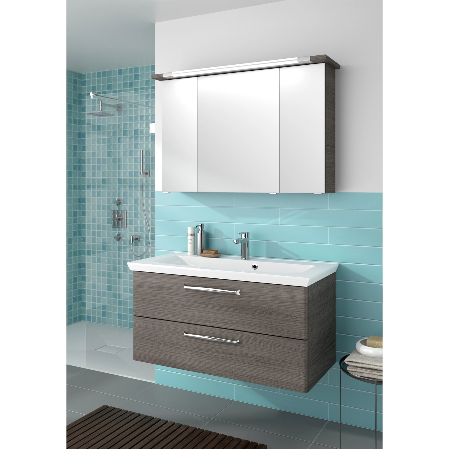 Pelipal Badmöbel-Set Trentino 1070 Graphit Struktur quer EEK: A-A++