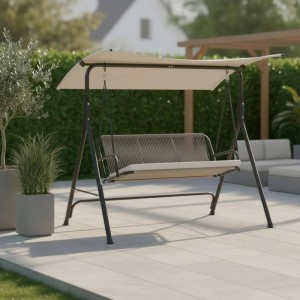Bessagi Garden Hollywoodschaukel Savanna Hellgrau Outdoorstoff/Metall