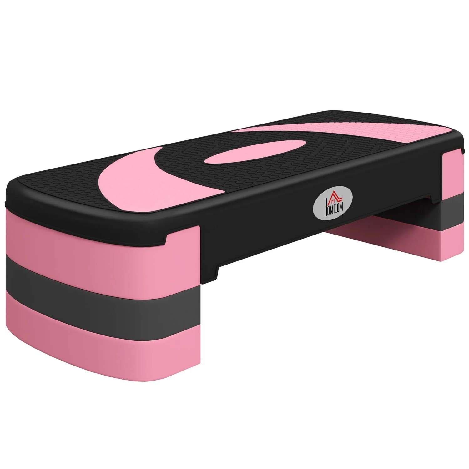 HOMCOM Steppbrett Kunststoff Schwarz+Rosa+Grau 80L x 31B x 20H cm