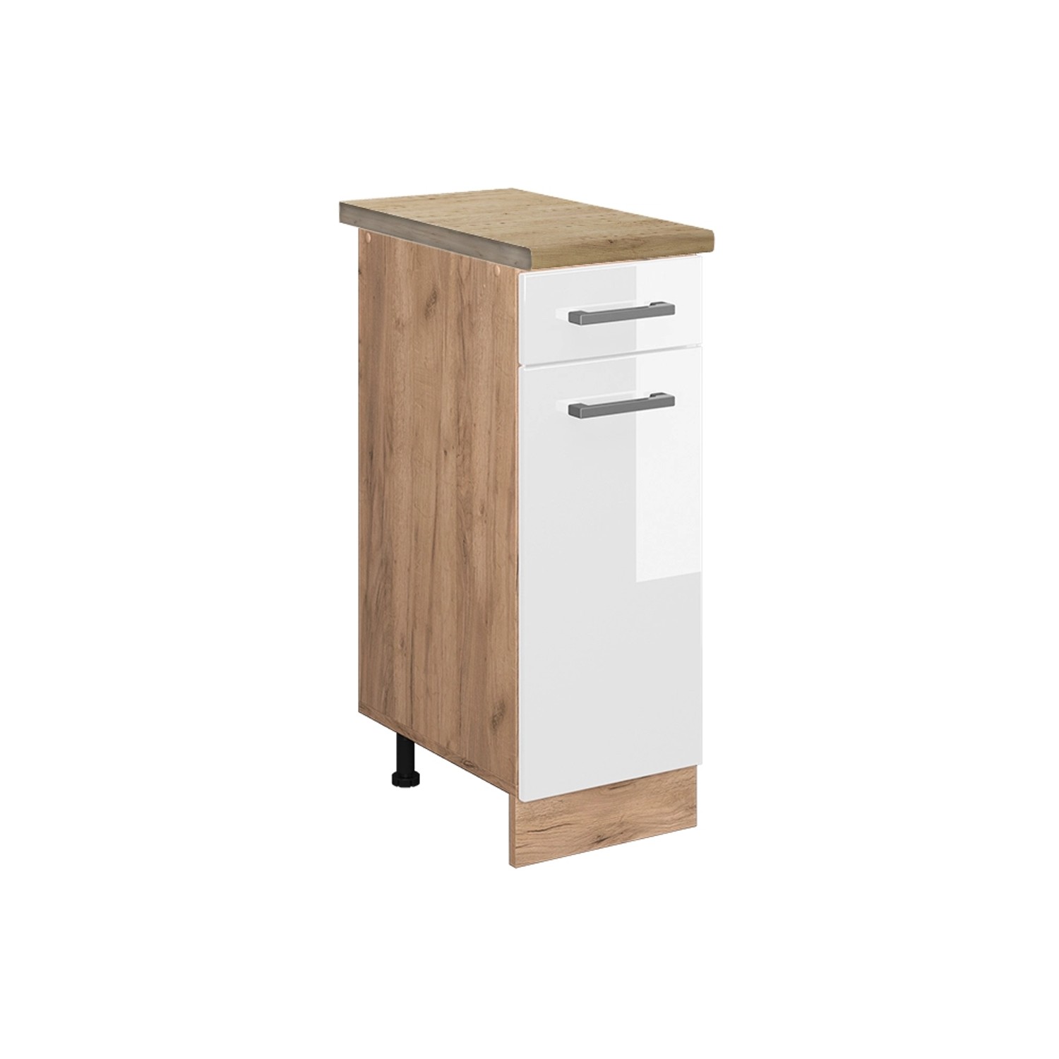 Vicco Küchenunterschrank R-Line Weiß Hochglanz/Goldkraft Eiche 30 cm AP Eiche