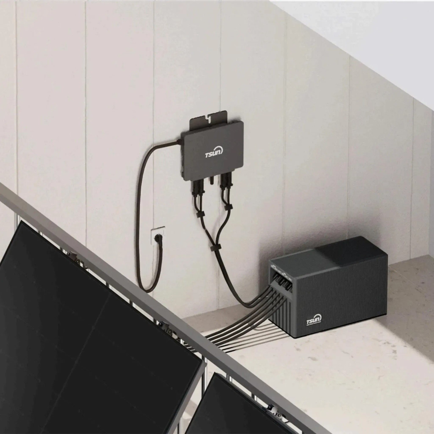 TSUN Balkonkraftwerk Speicher 10 kWh mit 4 Akkus und Dual MPPT Wechselrichter.