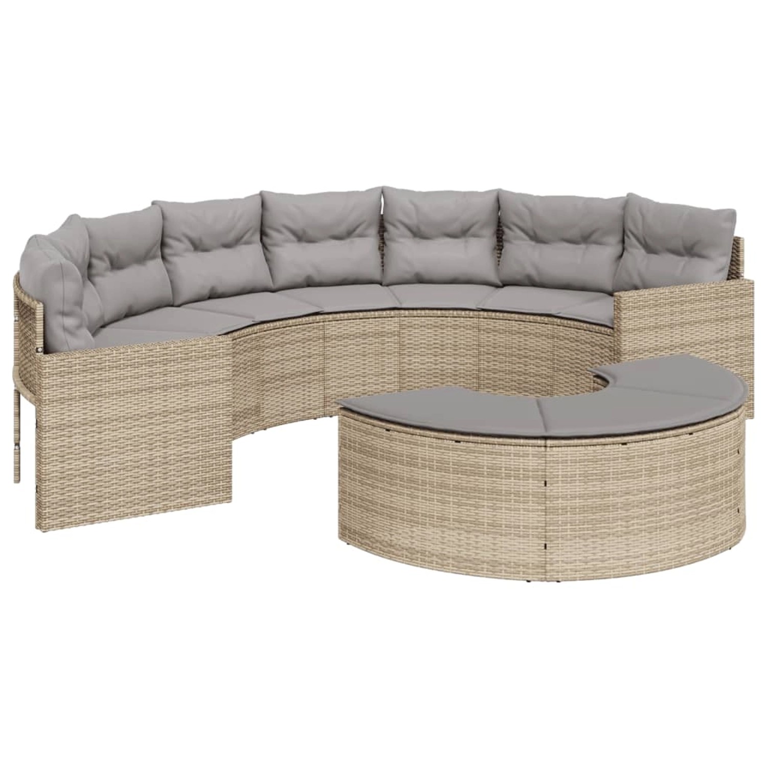 vidaXL 2-tlg. Garten-Sofagarnitur Halbrund Beige Poly-Rattan günstig online kaufen