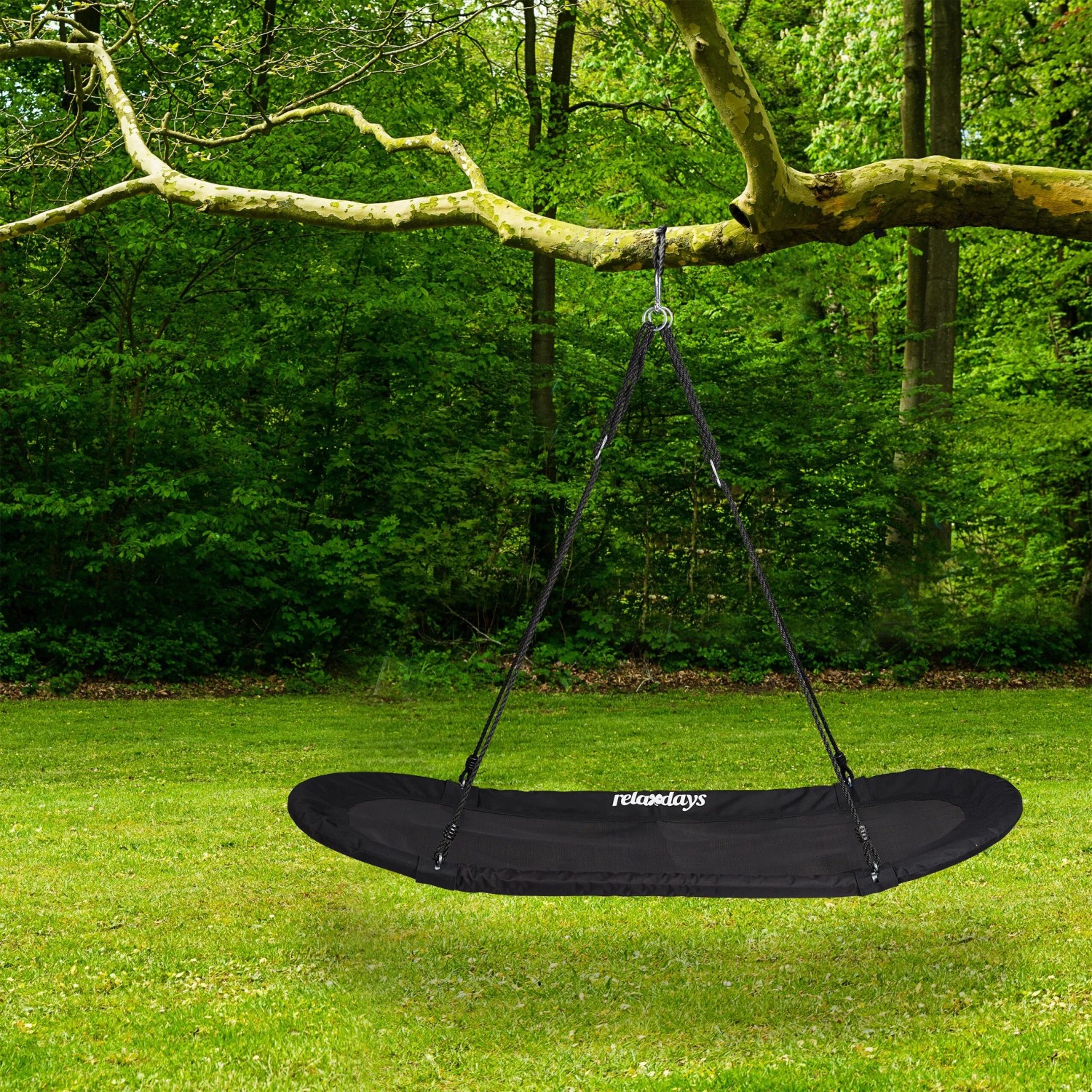 Relaxdays Nestschaukel XXL Stoff Schwarz Höhenverstellbar 166 cm x 71 cm x 15 cm 3,5 kg_2