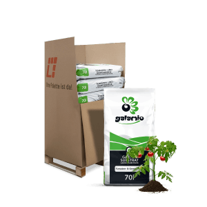 Palette Galamio Tomaten- & Gemüseerde, 10 Säcke à 70l. Ideal für den Gemüseanbau im Garten.