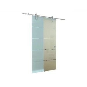 Glasschiebetür Hagen, 1025 mm breit, satiniert mit Edelstahl-Laufschiene für moderne Raumgestaltung.