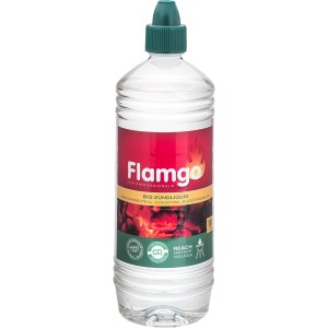 Flamgo Bio-Flüssiganzünder 1 l Flasche für Grillutensilien.