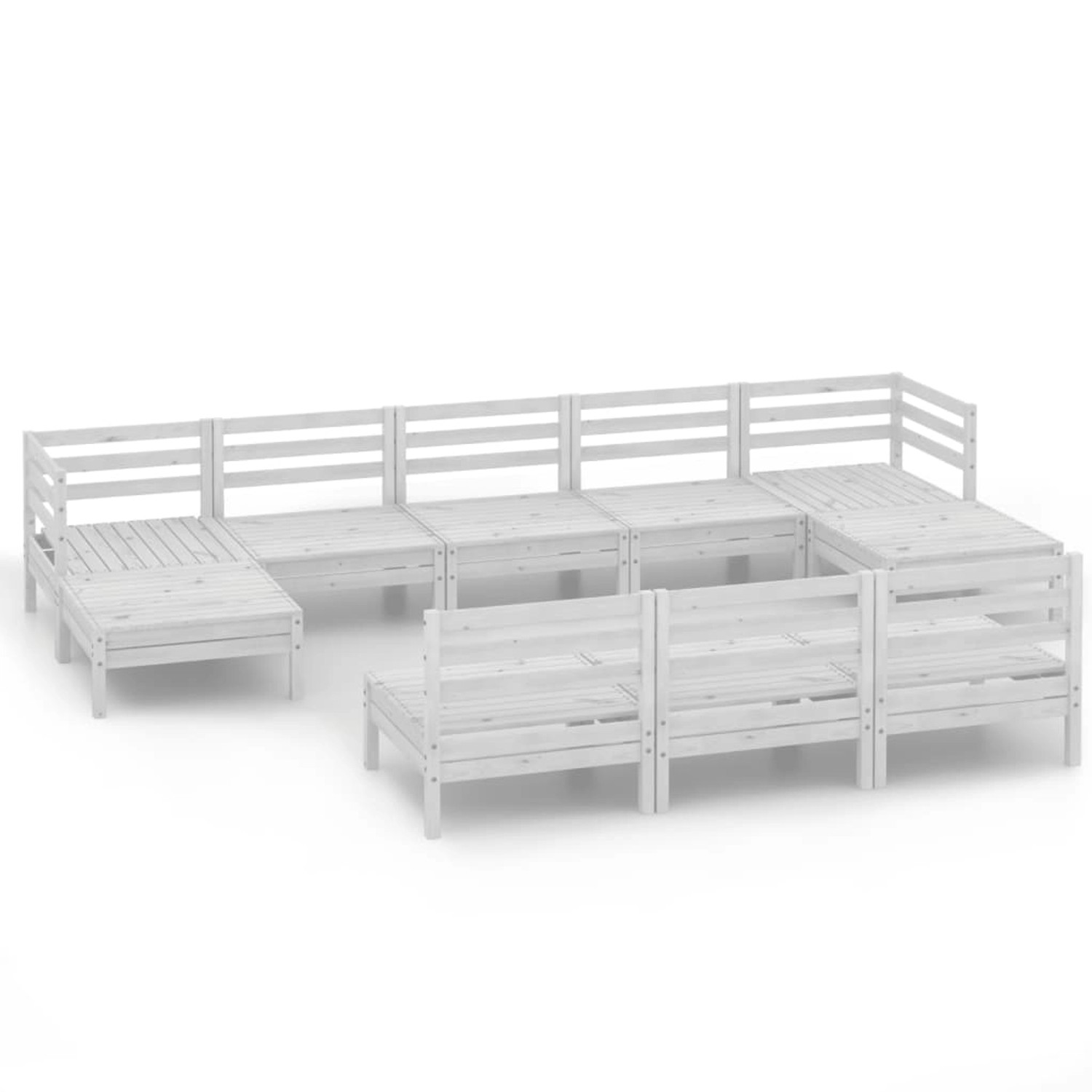 10-tlg. Garten-lounge-set Weiß Kiefer Massivholz günstig online kaufen