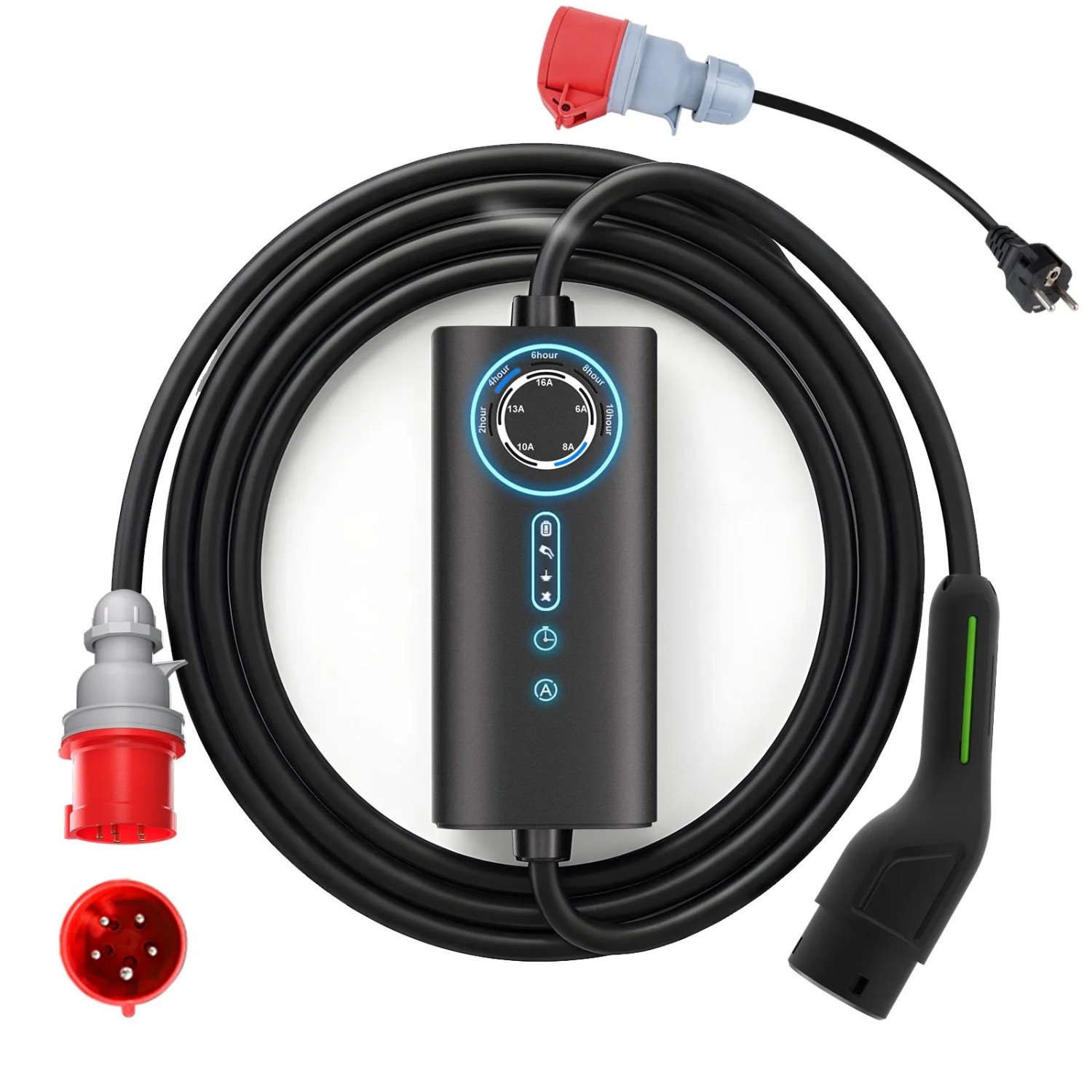 Junsun EV Ladegerät 11kw 10m Cable Type 2 3-phasig 6-16A Mit Adapter