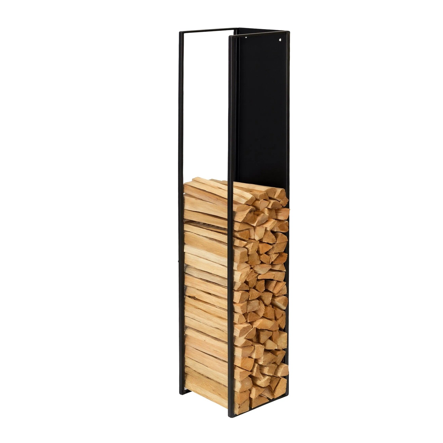 Relaxdays Kaminholzregal Eisen Schwarz Wandmontage 160 cm x 25 cm x 25 cm