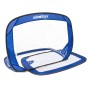 2er Set blaue Relaxdays Pop Up Fußballtore aus Polyester und Fiberglas, selbstentfaltend, mit Tragetasche, je 80x120x80 cm.