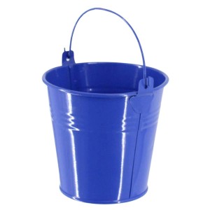 Blauer Galaflor Kindereimer aus Metall, 0,8 Liter, für kleine Gärtner.