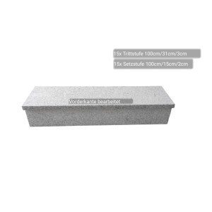 Pedras Salgadas Außentreppenbelag, geflammter Granit, 100cm breit, für max. 18,5cm Steigung.