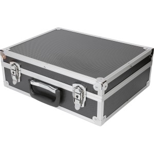 LUX Werkzeugkoffer AKW 130 aus Aluminium mit Tragegriff und zwei Schlössern.