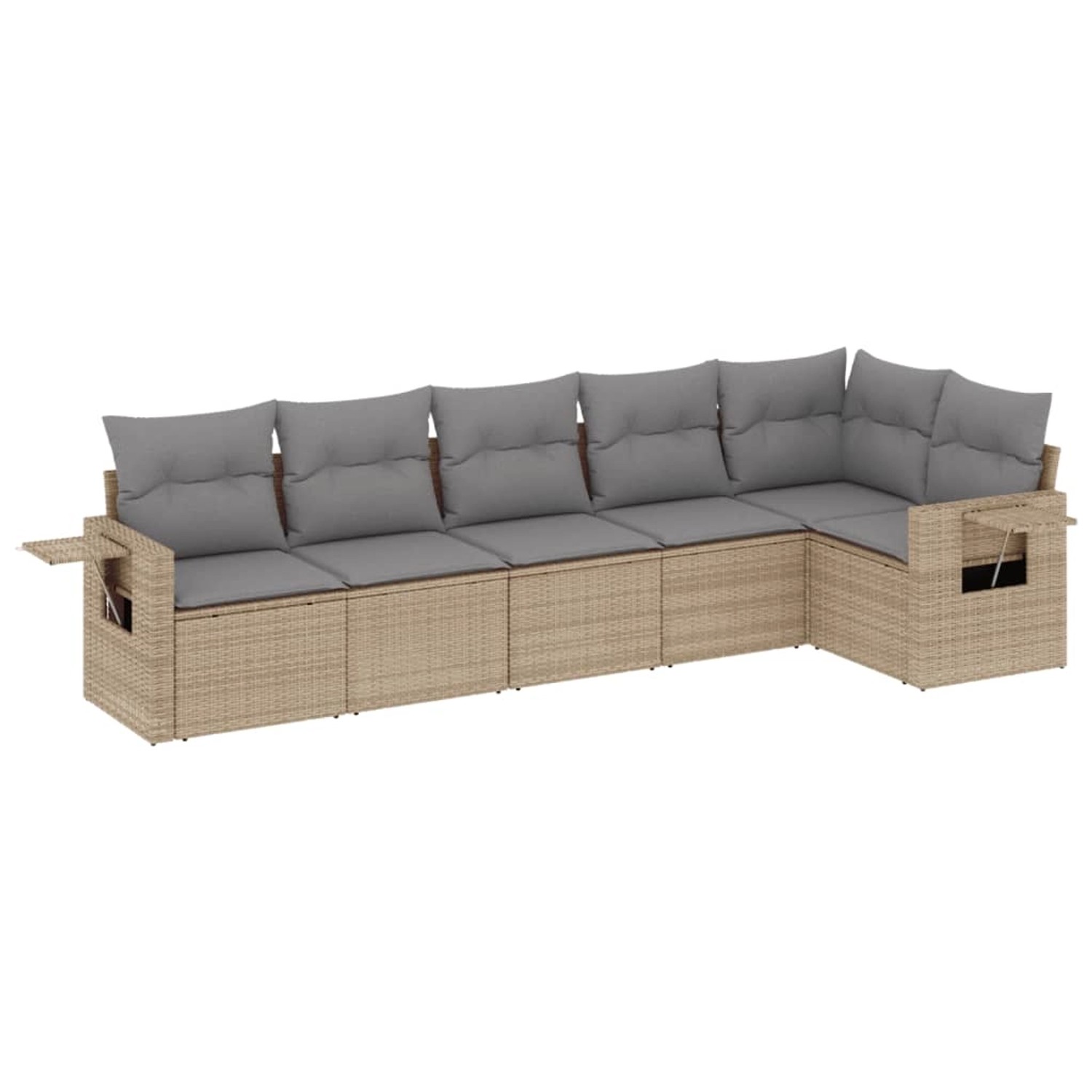 vidaXL 6-Tlg Garten-Sofagarnitur mit Kissen Beige Poly Rattan 3252526 günstig online kaufen