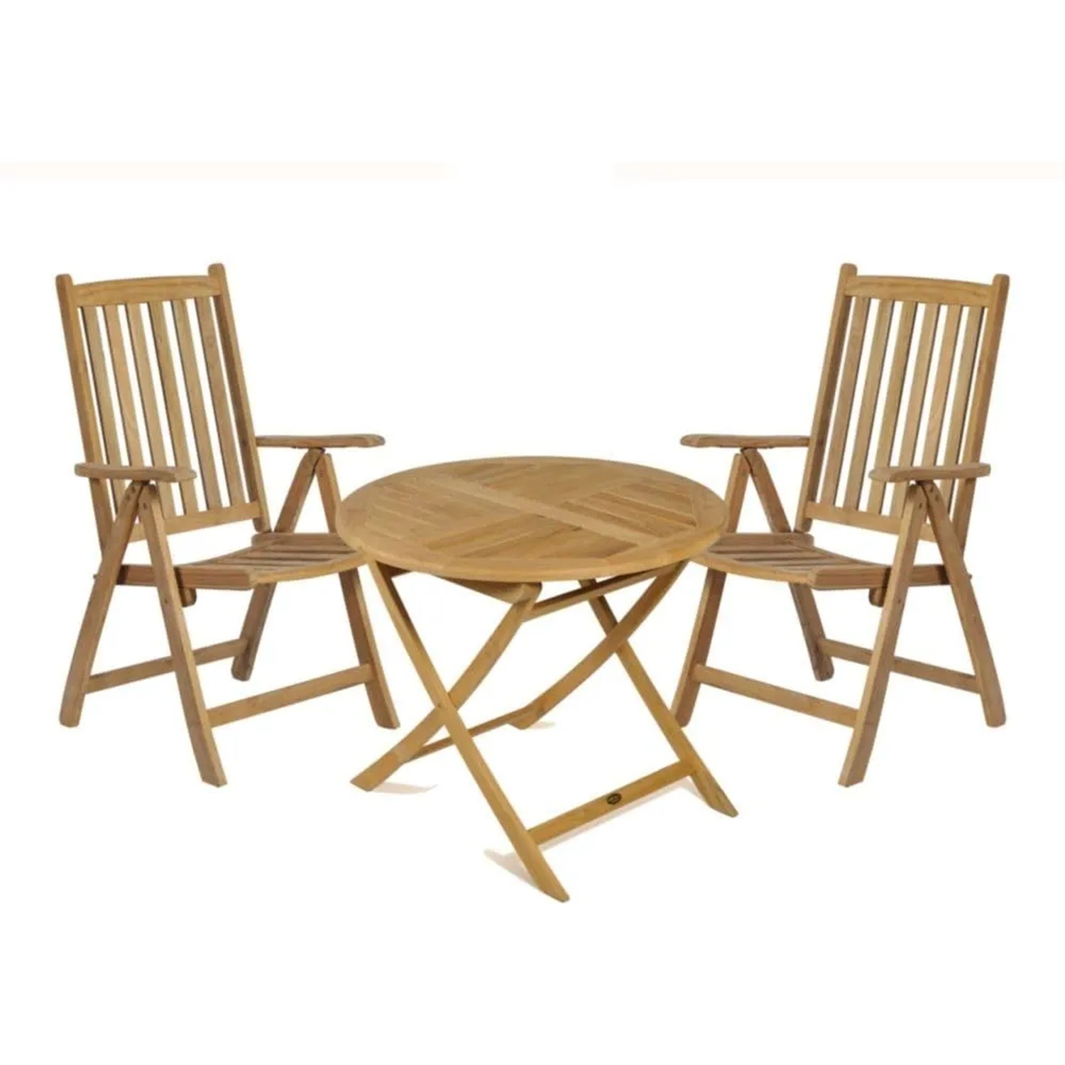 DELUKE Balkonmöbel-Set MILOS 3-tlg. Teak Teakbraun Gartenmöbel-Set Garten-Sitzgruppe Essgruppe Balkon-Set Stühle A Tisch