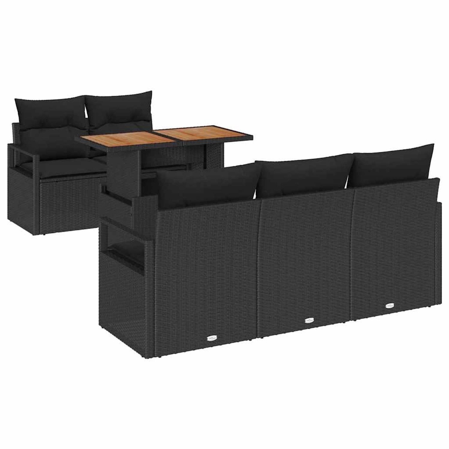vidaXL Garten-Sofa-Set mit Speicher 6-Tlg Schwarz Poly Rattan 3358389 günstig online kaufen