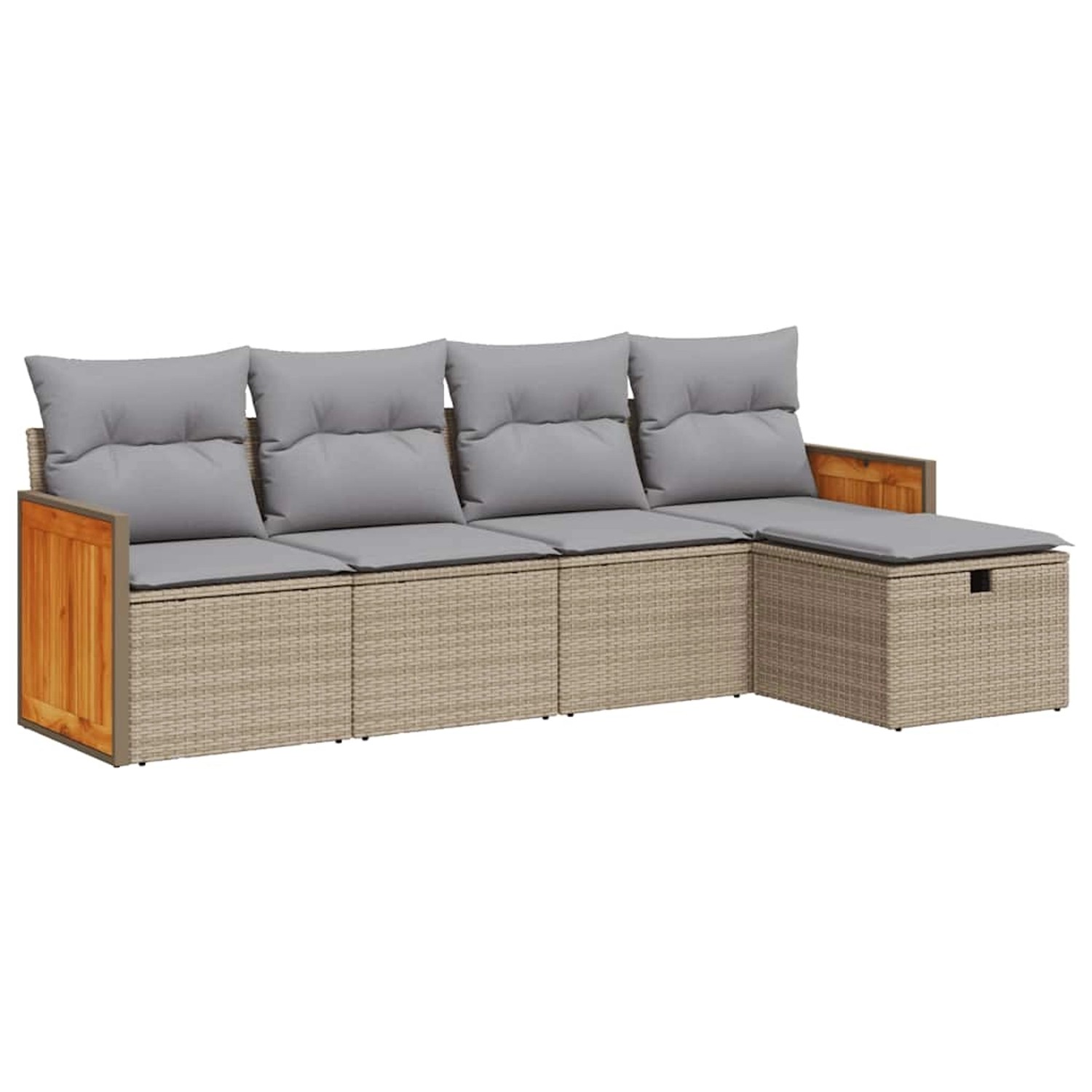 vidaXL 5-Tlg Garten-Sofagarnitur mit Kissen Beige Poly Rattan 3326014 günstig online kaufen