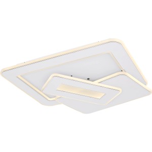 Weiße, dimmbare LED-Deckenleuchte Kique von Globo, Smart Home kompatibel, 490x485x68 mm.