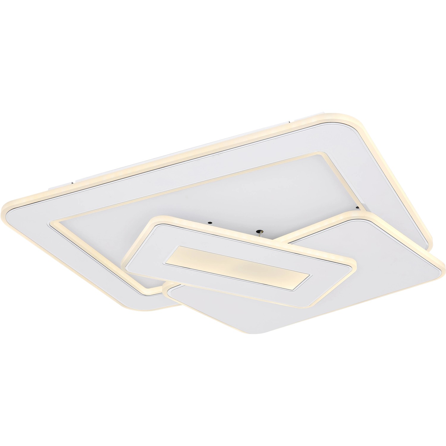 Weiße, dimmbare LED-Deckenleuchte Kique von Globo, Smart Home kompatibel, 490x485x68 mm.