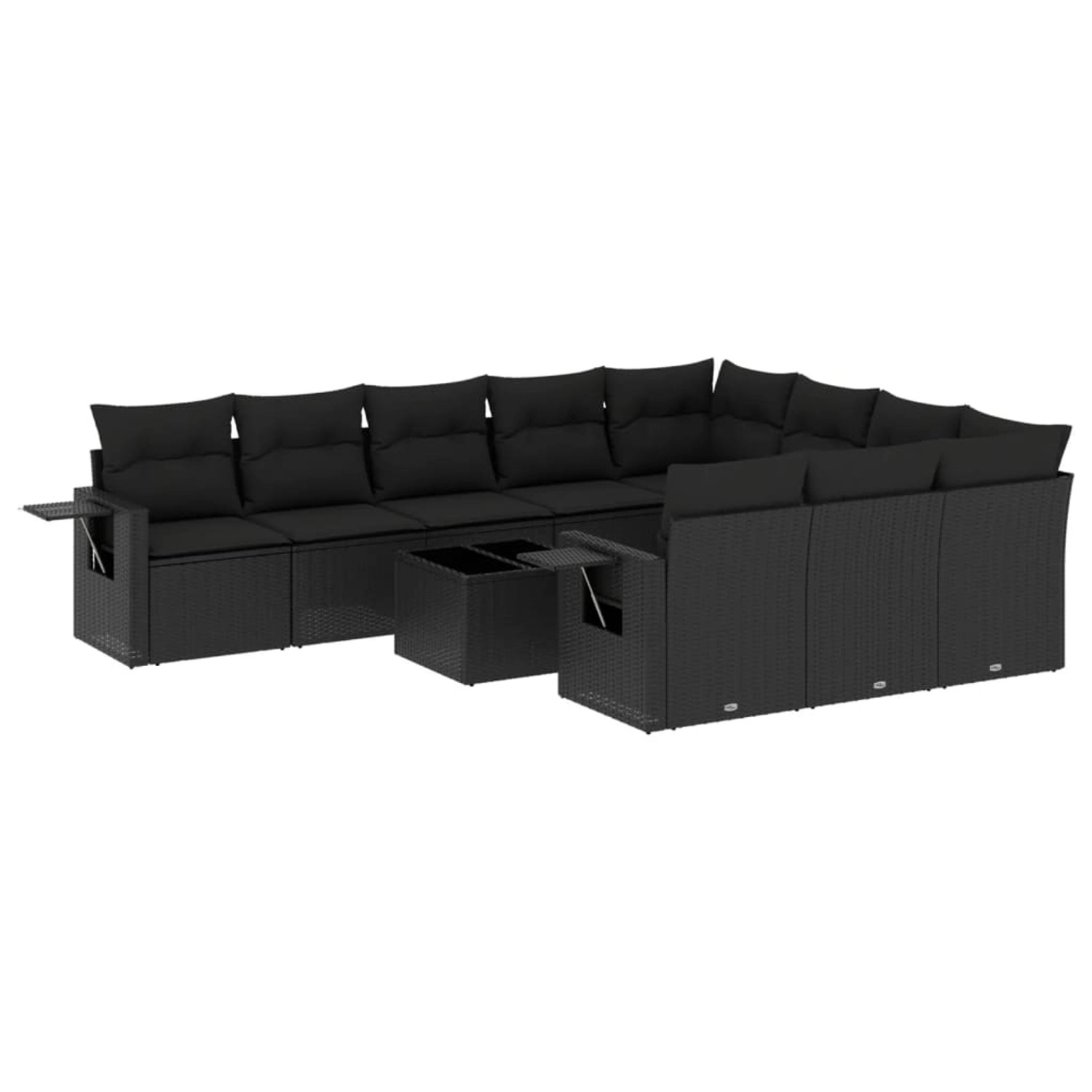vidaXL 11-Tlg Garten-Sofagarnitur mit Kissen Schwarz Poly Rattan 3220694 günstig online kaufen