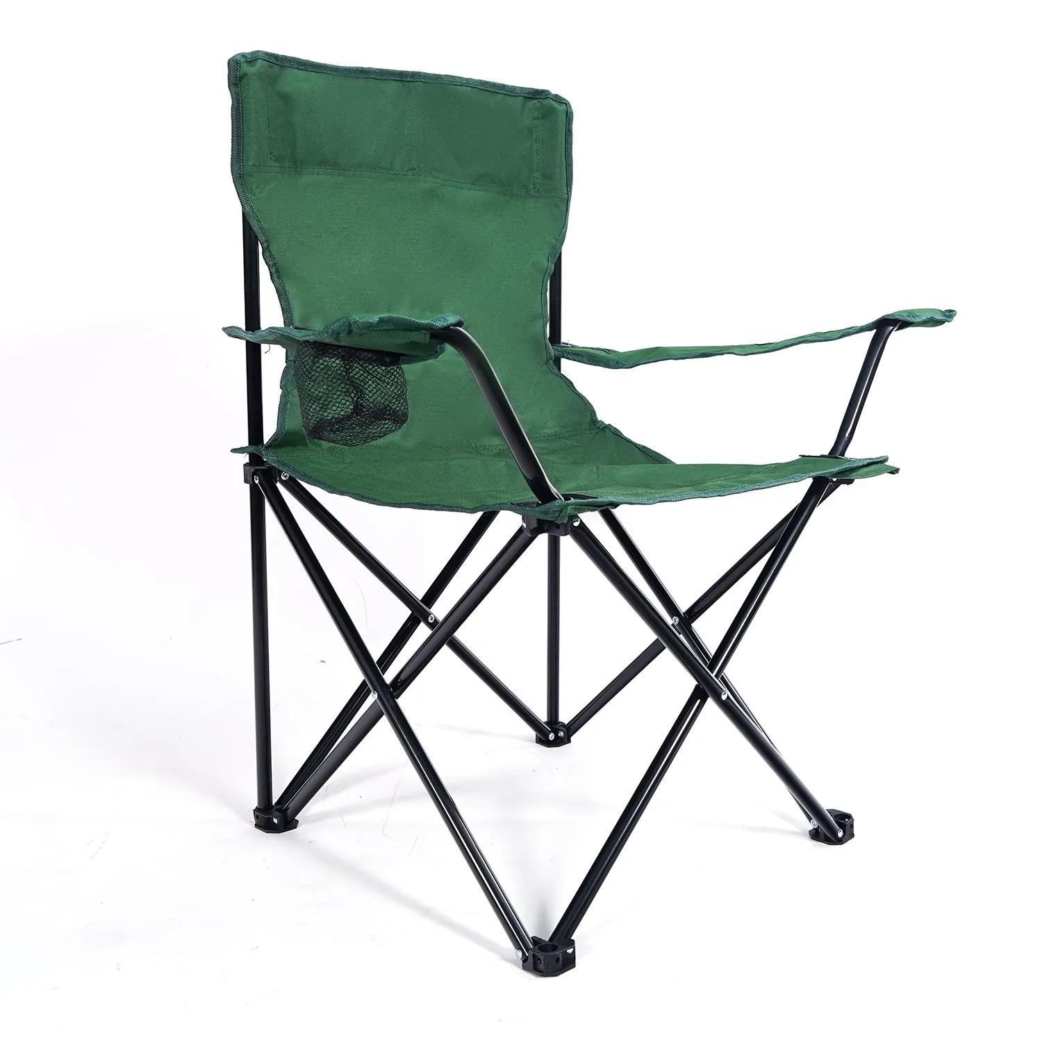 Grüner 24Move Campingstuhl Faltstuhl mit Getränkehalter und Tragetasche, max. 100 kg.