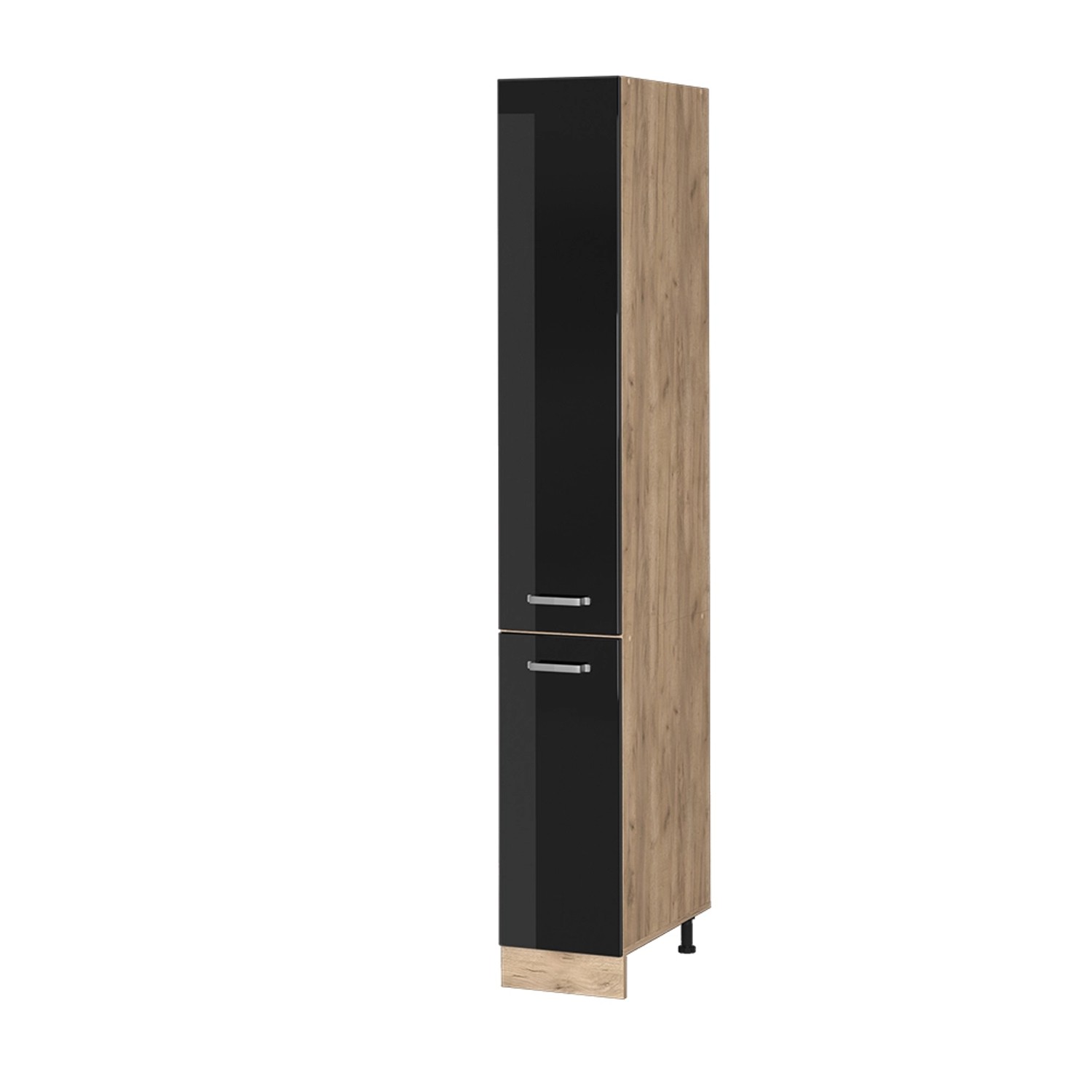 Vicco Apothekerschrank R-Line Schwarz Hochglanz/Goldkraft Eiche 30 cm